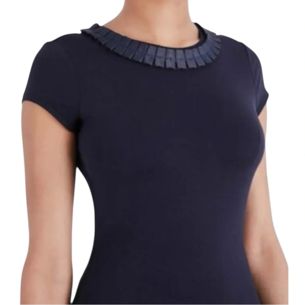 TED BAKER Sillia frill neck pleat ribbon ruffle embellished t-shirt tee top - Picture 1 of 8